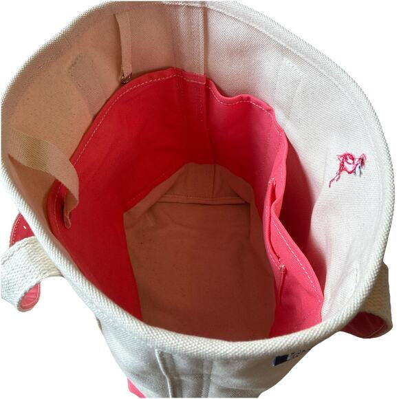 Lands End Boat Tote Large Canvas Bag 6 Pocket Pink Flamingo Embroidered Beach - Picture 10 of 11